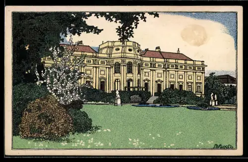 Künstler-AK sign. Schwetz: Kilophot. Nr. 125, Wien, Blick zum Schloss, Jugendstil