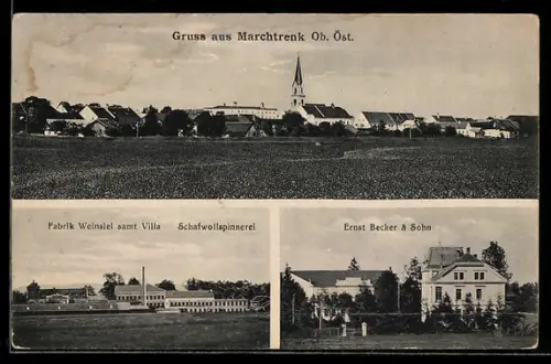 AK Marchtrenk /O. Ö., Fabrik Weinsiel mit Villa, Ernst Becker & Sohn