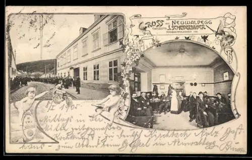 AK Neuwaldegg, Gasthaus Endststion von J. Scheiderbauer, Dornbacherstrasse 116, Innenansicht
