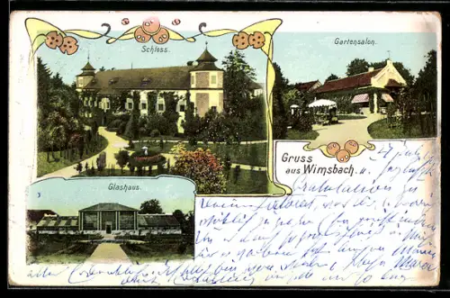 AK Wimsbach, Schloss, Glashaus, Gartensalon