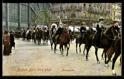 AK Zirkus Buffalo Bill`s Wild West: Amazonen zwischen den Indianern