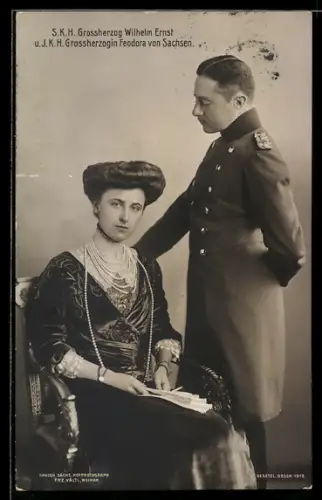 Foto-AK Grossherzog Wilhelm Ernst mit Feodora von Sachsen