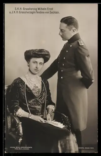 Foto-AK Grossherzog Wilhelm Ernst mit Feodora von Sachsen