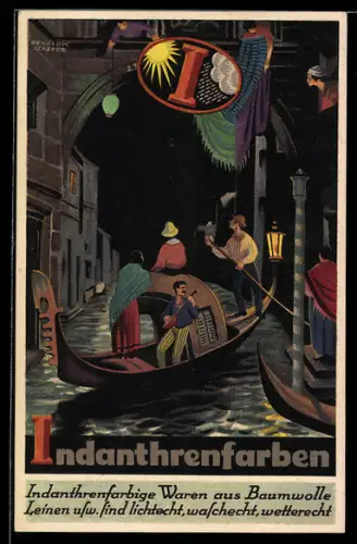 Künstler-AK sign. Otto Herm. Schäfer: Indanthren-Reklame, Gondoliere in Venedig
