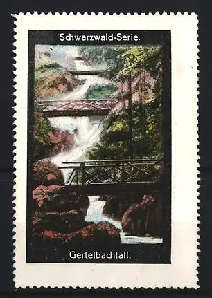 Reklamemarke Gertelbachfall /Schwarzwald, Wasserfall im Wald