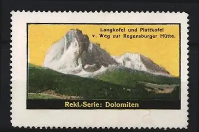 Reklamemarke Langkofel /Dolomiten, Plattkofel vom Weg zur Regensburger Hütte