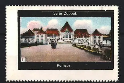 Reklamemarke Zoppot, Kurhaus, Gebäudeansicht