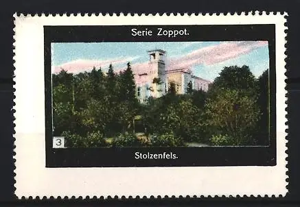 Reklamemarke Zoppot, Schloss Stolzenfels im Wald