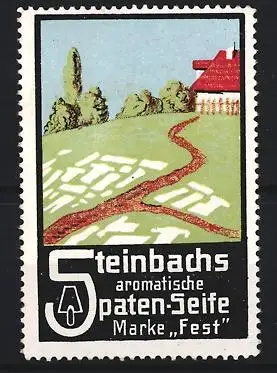 Reklamemarke Steinbachs Aromatische Spaten-Seife, Landschaft mit Haus