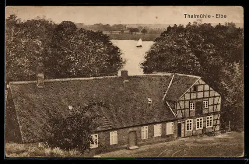 AK Gartow, Gasthof Thalmühle mit Elbblick