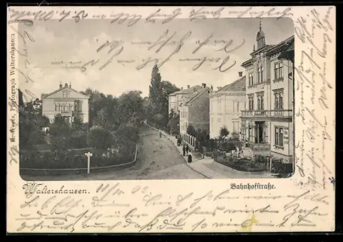 AK Waltershausen, Blick in die Bahnhofstrasse
