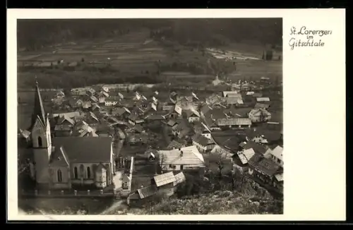 AK St. Lorenzen im Gitschtal, Teilansicht mit Kirche