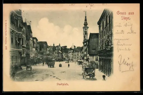 AK Steyr, Stadtplatz mit Gasthaus