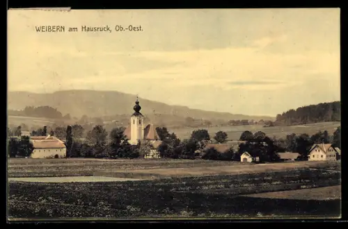 AK Weibern am Hausruck, Ortspartie mit Kirche