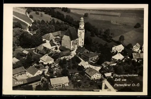 AK Zell am Pettenfürst, Teilansicht mit Kloster, Fliegeraufnahme