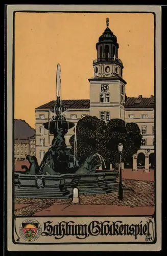 Künstler-AK Deutscher Schulverein NR 314: Salzburg, Glockenspiel mit Brunnen