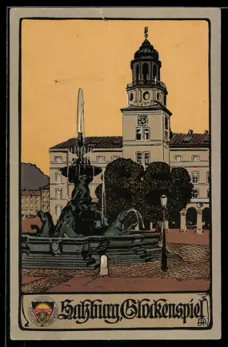 Künstler-AK Deutscher Schulverein NR 314: Salzburg, Glockenspiel mit Brunnen