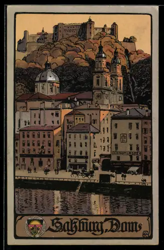 AK Deutscher Schulverein NR 313: Salzburg, Dom mit Hohensalzburg