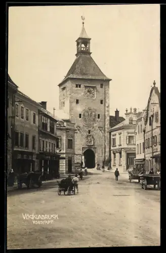 AK Vöcklabruck, Ortspartie mit Tor