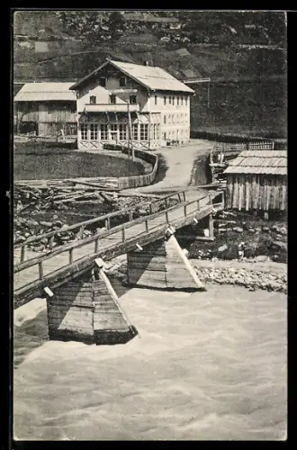 AK Zwieselstein, Brücke mit Blick auf den Gasthof Post