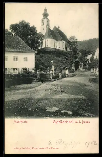 AK Engelhartszell a. Donau, Partie am Marktplatz