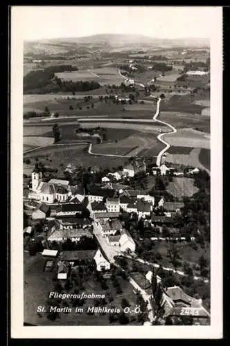 AK St. Martin i. Mühlkreis, Gesamtansicht, Fliegeraufnahme