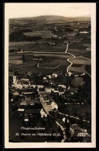 AK St. Martin i. Mühlkreis, Gesamtansicht, Fliegeraufnahme