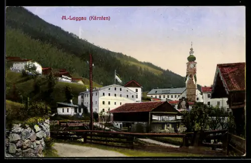 AK Maria-Luggau /Kärnten, Ortspartie mit Kirche