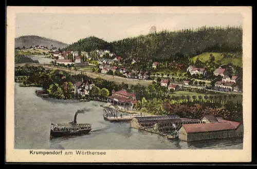 Künstler-AK Krumpendorf am Wörthersee, Teilansicht