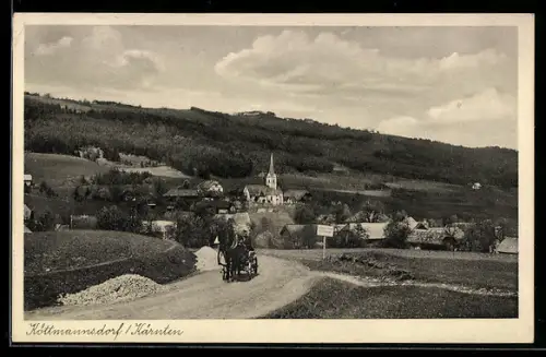 AK Köttmannsdorf /Kärnten, Strassenpartie mit Kirche