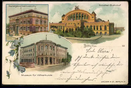 Lithographie Berlin, Anhalter-Bahnhof, Kunstgewerbemuseum, Museum für Völkerkunde
