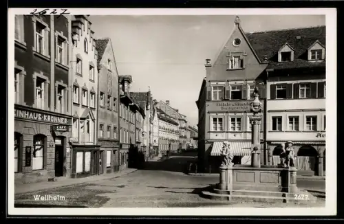 AK Weilheim, Strassenpartie mit Cafe Krönner