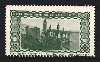 Reklamemarke Insel Reichenau, Winterkurort und Seebad, Burgansicht