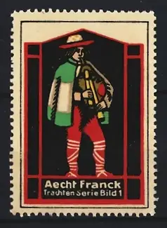 Reklamemarke Aecht Franck, Trachten Serie Bild 1, Dudelsackspieler