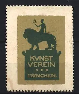 Reklamemarke München, Kunstverein, Reiter auf Löwe