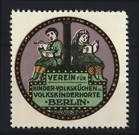 Reklamemarke Berlin, Verein für Kinder-Volksküchen u. Volkskinderhorte, Lesende Kinder