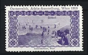 Reklamemarke Wien 1913, Oesterreich. Adria-Ausstellung, Kurort Abbazia, Seebad