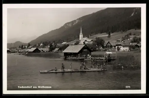 AK Techendorf am Weissensee, Seeansicht mit Badeanstalt