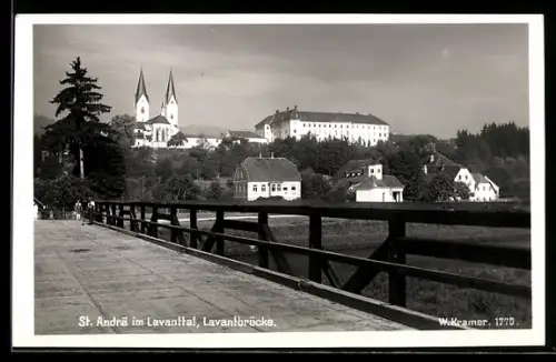 AK St. Andrä im Lavanttal, Lavantbrücke und Ortspartie mit Kirche