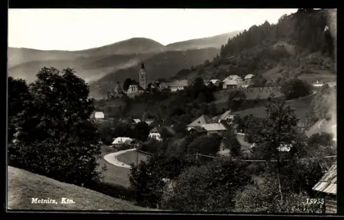 AK Metnitz /Ktn., Panorama mit Kirche und Ort