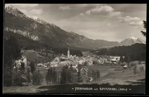 AK Hermagor, Ortsansicht mit Spitzegel