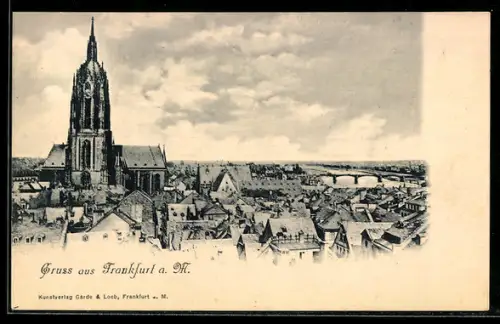 AK Frankfurt a. M., Dom, Stadtpanorama, Mainbrücke