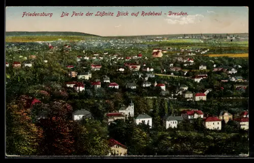 AK Friedensburg, Blick auf Radebeul u. Dresden