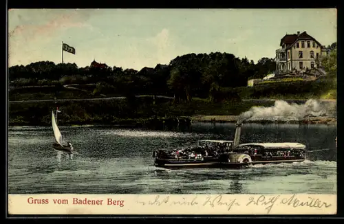 AK Achim, Gasthof Badener Berg mit Dampfer