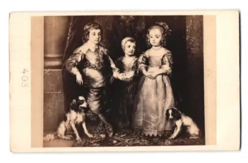 Fotografie Gemälde, Kinder von Karl I. von England mit Hunden