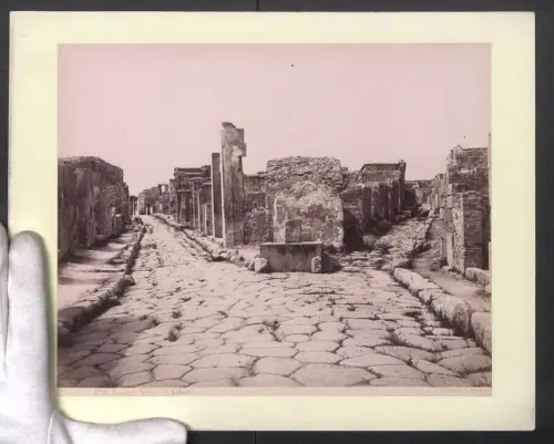 Fotografie G. Sommer, Napoli, Ansicht Pompei, Strada di Salustio, Grossformat 30 x 24cm