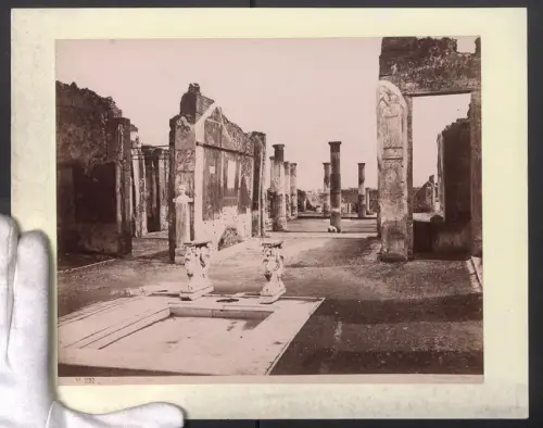 Fotografie G. Sommer, Napoli, Ansicht Pompei, Casa di Connelico Ruffo, Grossformat 30 x 24cm