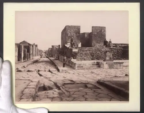 Fotografie G. Sommer, Napoli, Ansicht Pompei, Tempio della Fortune, Grossformat 31 x 24cm