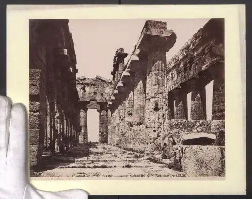 Fotografie G. Sommer, Napoli, Ansicht Pesto, Tempio dei Nettuno, Ruinen, Grossformat 31 x 24cm