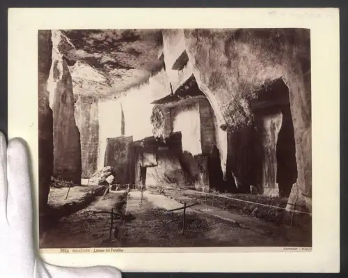 Fotografie G. Sommer, Napoli, Ansicht Siracusa, Latomie del Paradiso, Kalksteinbruch, Grossformat 31 x 24cm
